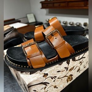 Gorgeous Ulla Johnson Delamar Slides - Brand New - Cognac - Size 8